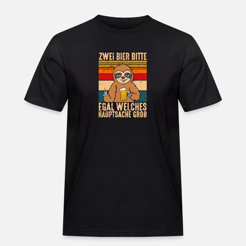 Zwei Bier bitte Hauptsache Groß - Männer Workwear T-Shirt - Schwarz