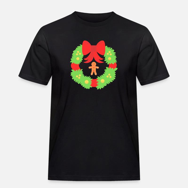 Weihnachtskranz der Lebkuchenfreude - Männer Workwear T-Shirt - Schwarz