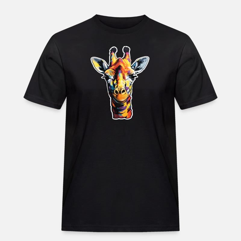 Giraffe head psychedelic - Men's Workwear T-Shirt - black