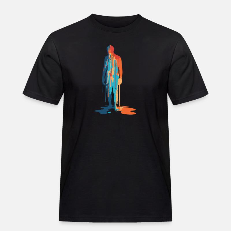 Farbexplosion Moderne Silhouette - Männer Workwear T-Shirt - Schwarz