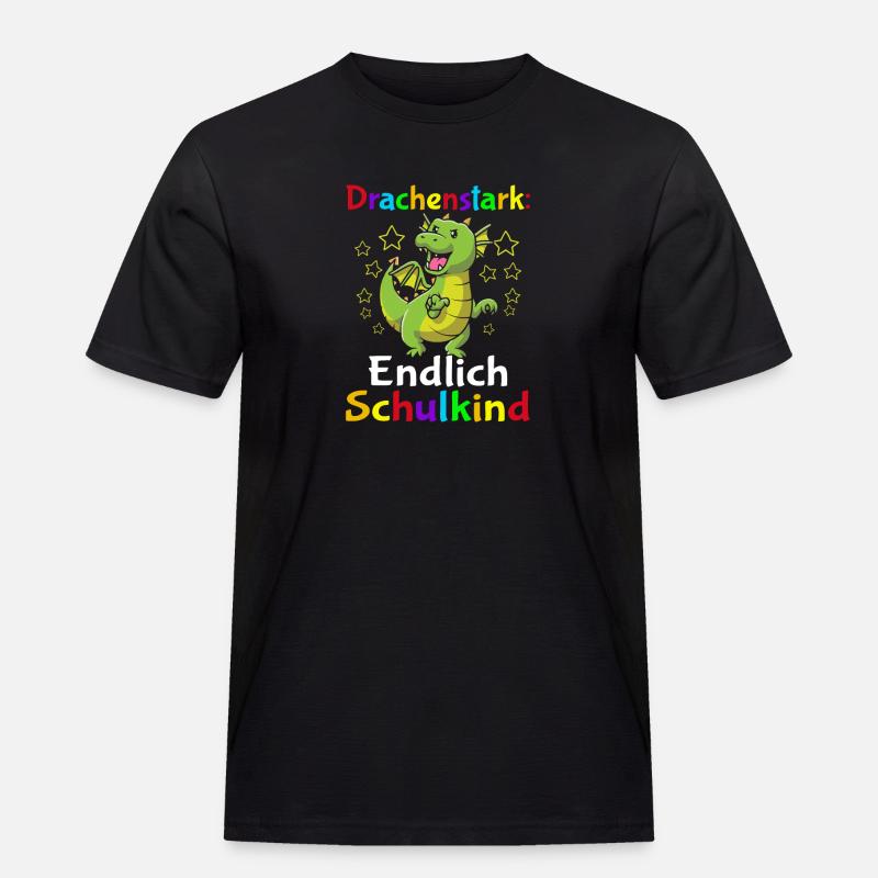 Drachenstark Endlich Schulkind - Männer Workwear T-Shirt - Schwarz