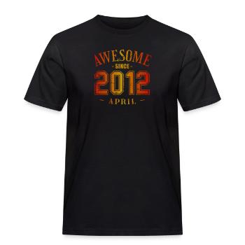 April 2012 - Birthday in April Awesome - Men's Workwear T-Shirt - black - Front - AI Model Male 178 light (178cm)
