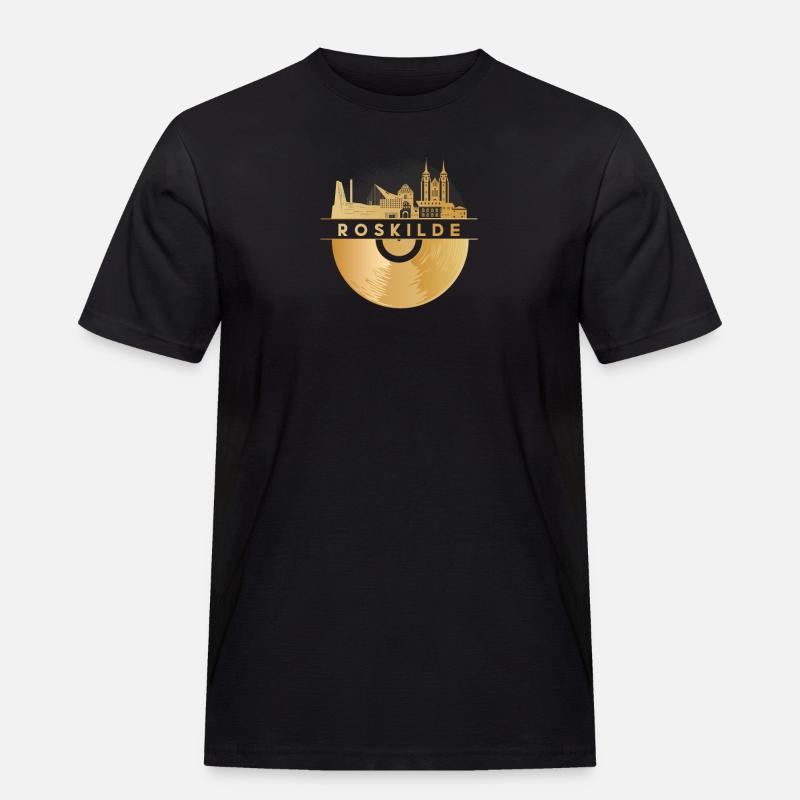 Vinyl-Schallplatte - Skyline-Dänemark-Roskilde - Männer Workwear T-Shirt - Schwarz