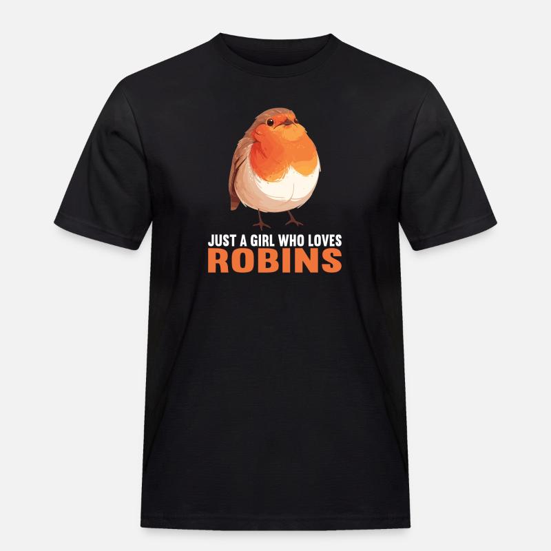 Robin Rotkehlchen - Männer Workwear T-Shirt - Schwarz
