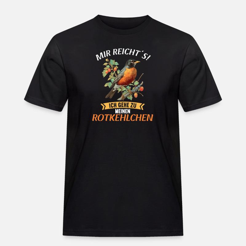 Robin Rotkehlchen - Männer Workwear T-Shirt - Schwarz