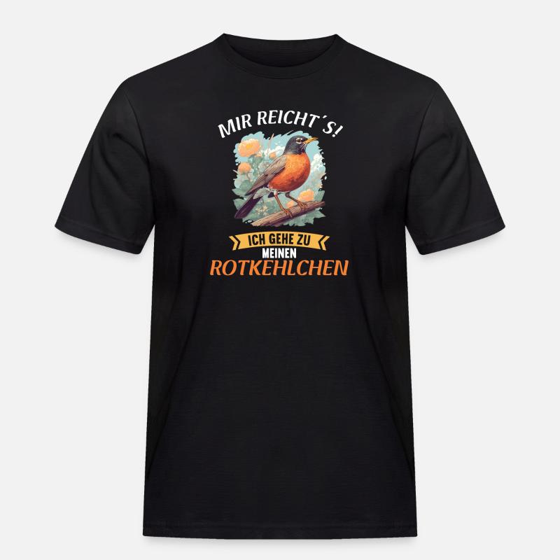 Robin Rotkehlchen - Männer Workwear T-Shirt - Schwarz