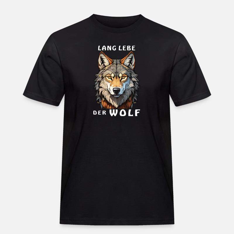 LANG LEBE DER WOLF - Männer Workwear T-Shirt - Schwarz