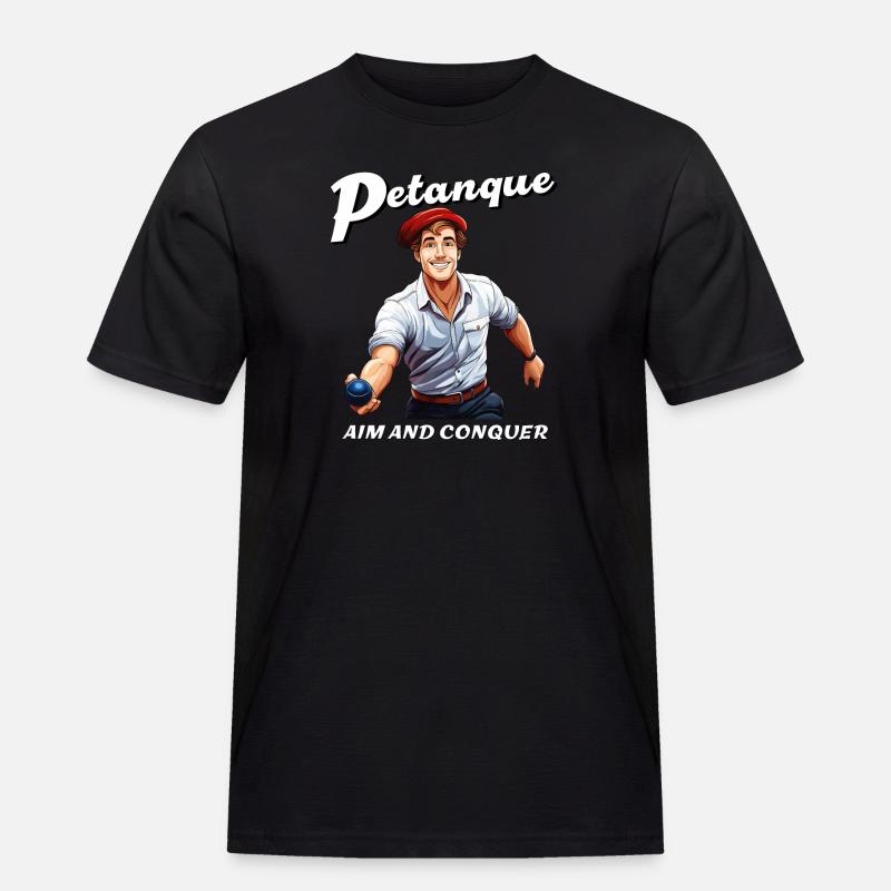 PETANQUE AIM AND CONQUER - Männer Workwear T-Shirt - Schwarz