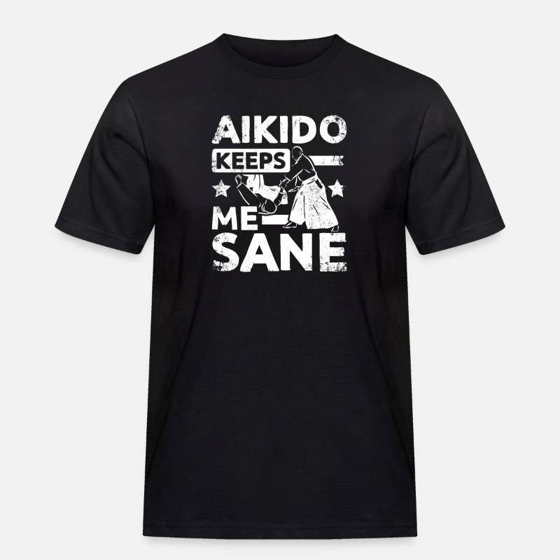 Aikido keeps me sane - Männer Workwear T-Shirt - Schwarz