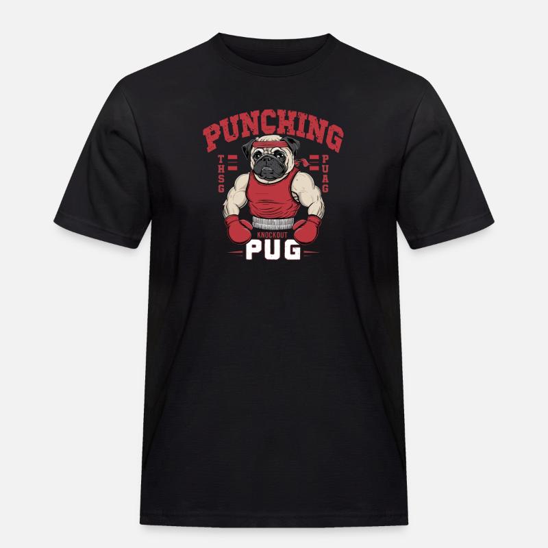 Mops Hundehalter Mops Punching Pug - Männer Workwear T-Shirt - Schwarz