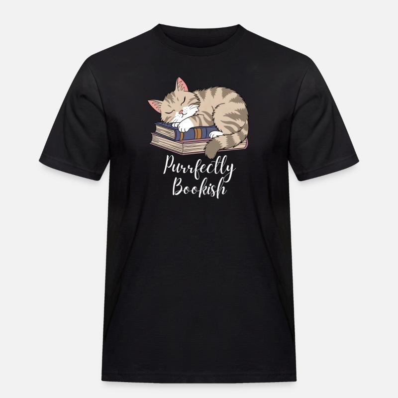 Perfekter Bücherwurm - Männer Workwear T-Shirt - Schwarz