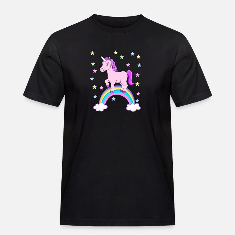 Einhorn Regenbogen Geschenkidee - Männer Workwear T-Shirt - Schwarz