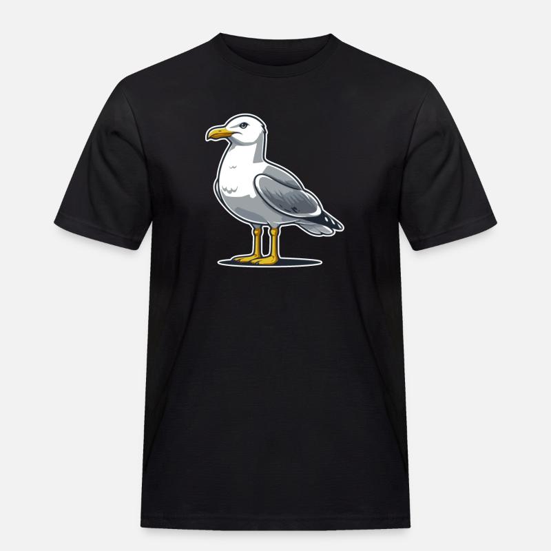 Möwe - Männer Workwear T-Shirt - Schwarz