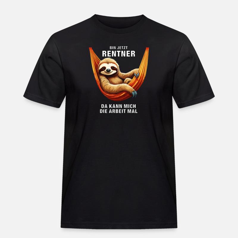 FAULTIER BIN JETZT RENTNER - Männer Workwear T-Shirt - Schwarz
