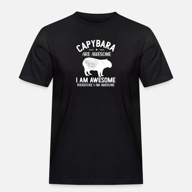 Capybara - Männer Workwear T-Shirt - Schwarz