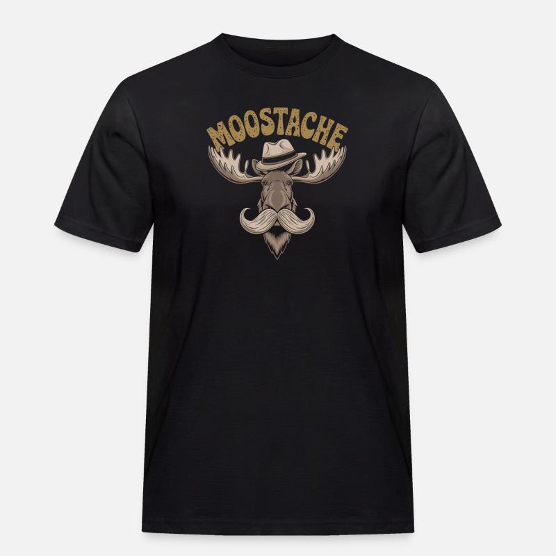 Moustache Bart Bärtig Elch - Männer Workwear T-Shirt - Schwarz