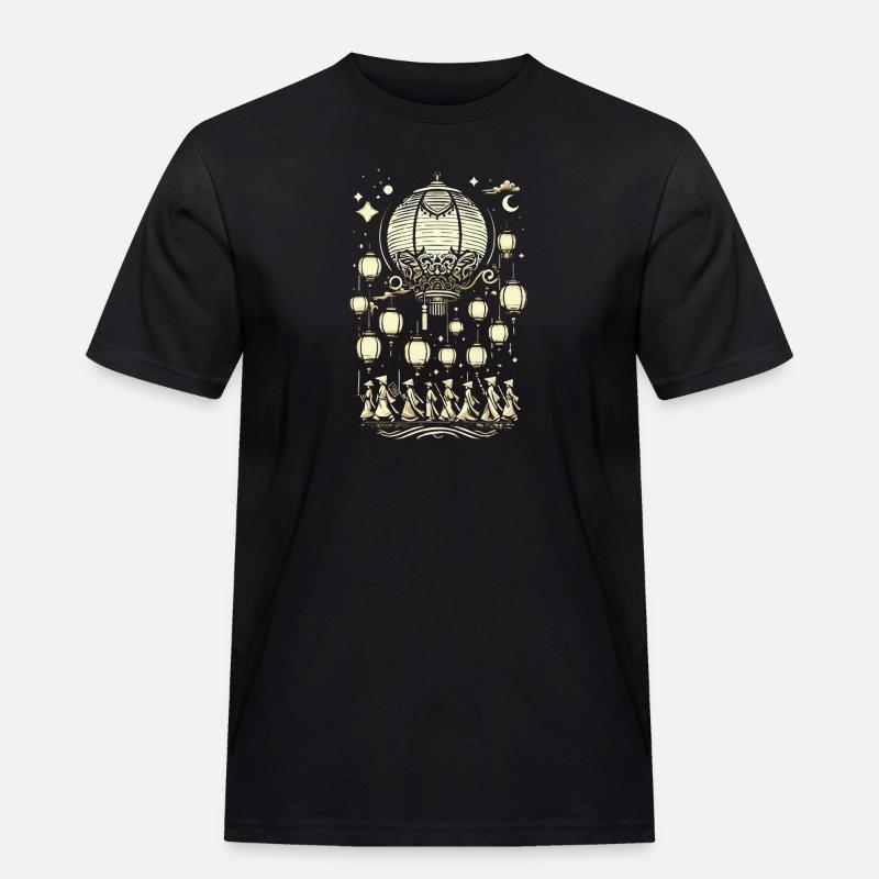 Laternenumzug, Lampion - Männer Workwear T-Shirt - Schwarz