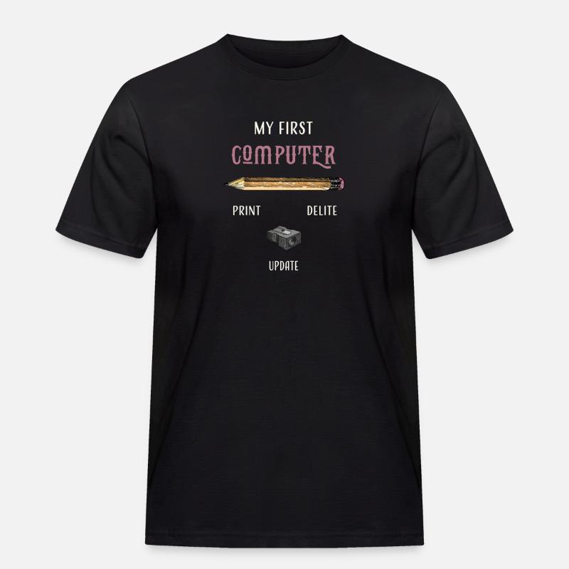 my first computer old school - Männer Workwear T-Shirt - Schwarz