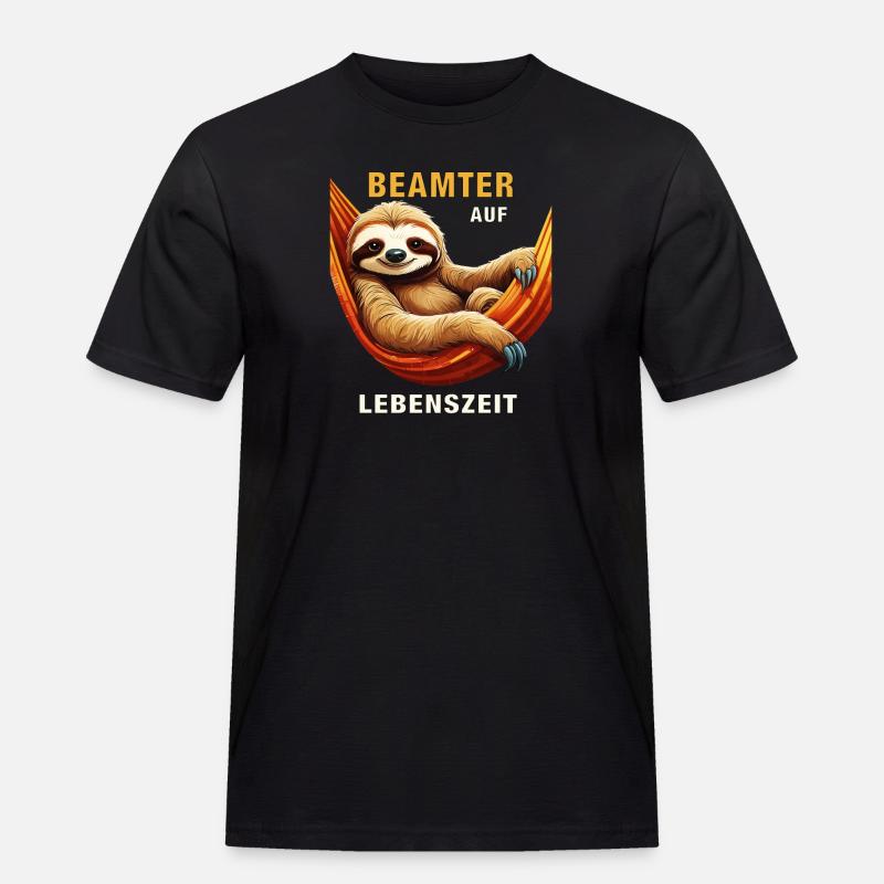FAULTIER BEAMTER AUF LEBENSZEIT - Männer Workwear T-Shirt - Schwarz