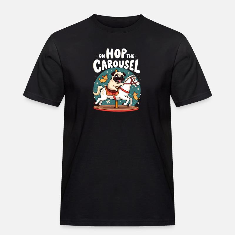 Mops Hundehalter Mops Liebe Karussell - Männer Workwear T-Shirt - Schwarz