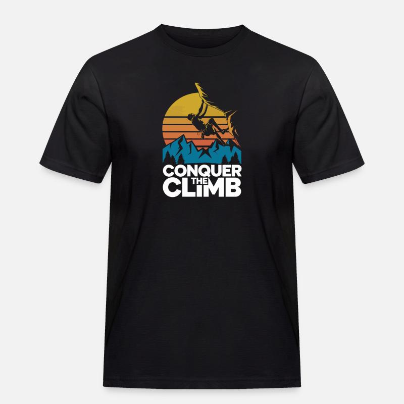 Conquer The Climb - Männer Workwear T-Shirt - Schwarz