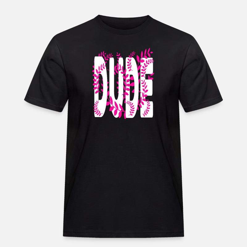 Hawaii stil text Dude - Männer Workwear T-Shirt - Schwarz