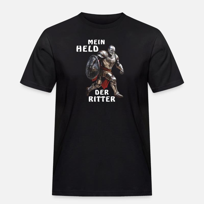 MEIN HELD DER RITTER - Männer Workwear T-Shirt - Schwarz