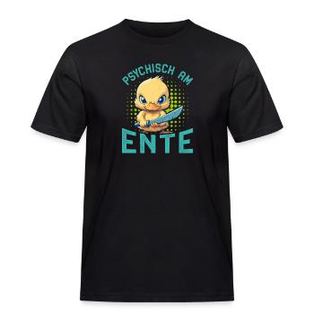 Karneval Enten PSYCHISCH AM ENTE Lustiges - Männer Workwear T-Shirt - Schwarz - Vorne - AI Model Male 178 light (178cm)