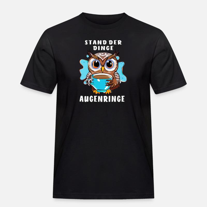 EULE STAND DER DINGE AUGENRINGE - Männer Workwear T-Shirt - Schwarz