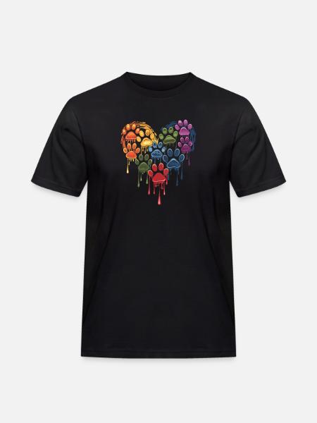 Colorful Paws Heart for Dog Owners - Men's Workwear T-Shirt - black