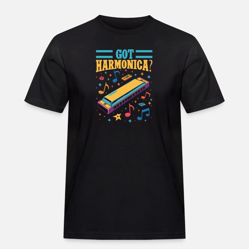 Funny Harmonica Player Got Harmonica - Männer Workwear T-Shirt - Schwarz
