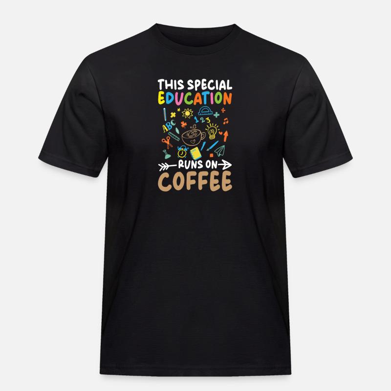 Diese Sonderpädagogik Läuft Mit Kaffee - Männer Workwear T-Shirt - Schwarz