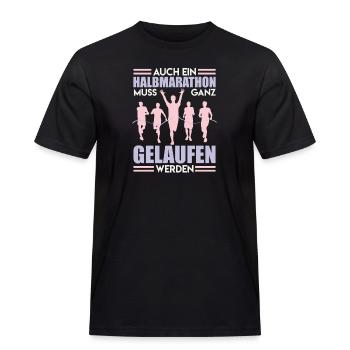 Läufer AUCH HALBMARATHON MUSS GELAUFEN WERDEN - Männer Workwear T-Shirt - Schwarz - Vorne - AI Model Male 178 light (178cm)