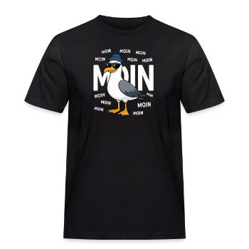 Moin Möwe – Norddeutsch & Lustig - Männer Workwear T-Shirt - Schwarz - Vorne - AI Model Male 178 light (178cm)