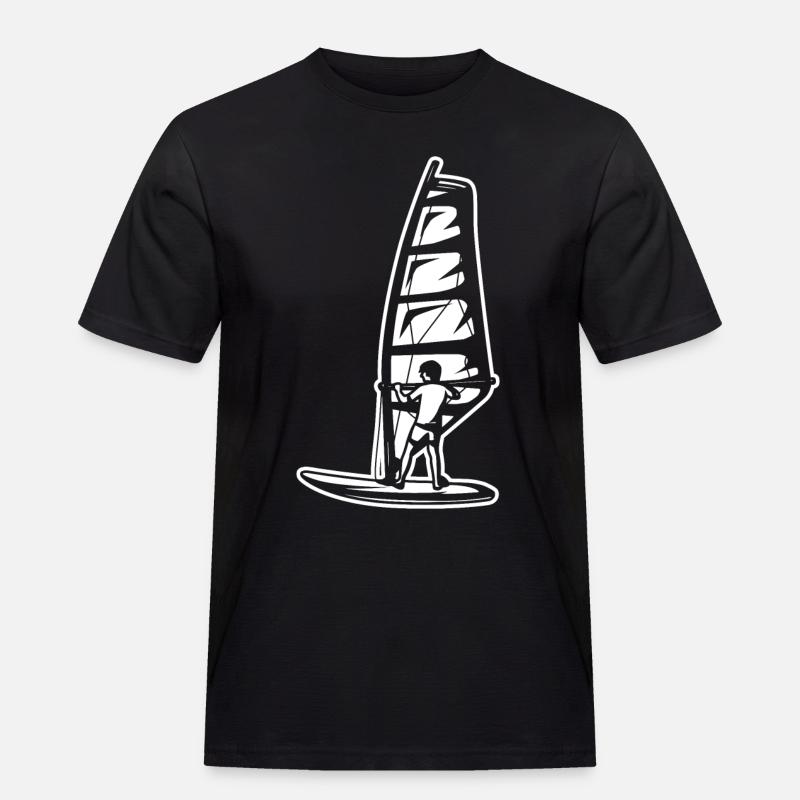 Windsurfer Junge - Männer Workwear T-Shirt - Schwarz