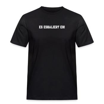 Es eskaliert eh! - Männer Workwear T-Shirt - Schwarz - Vorne - AI Model Male 178 light (178cm)