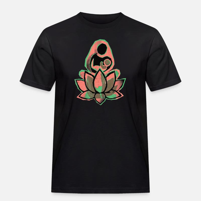 Mutter Kind Yoga - Männer Workwear T-Shirt - Schwarz