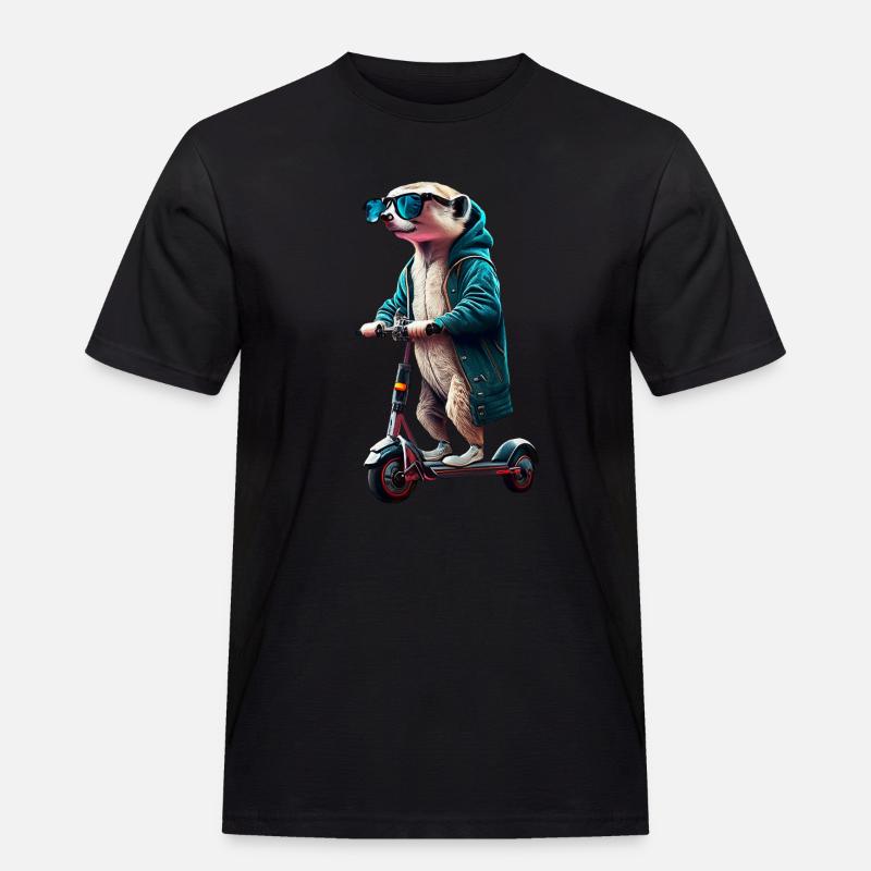 Escooting Erdmännchen Escooter Elektroroller - Männer Workwear T-Shirt - Schwarz