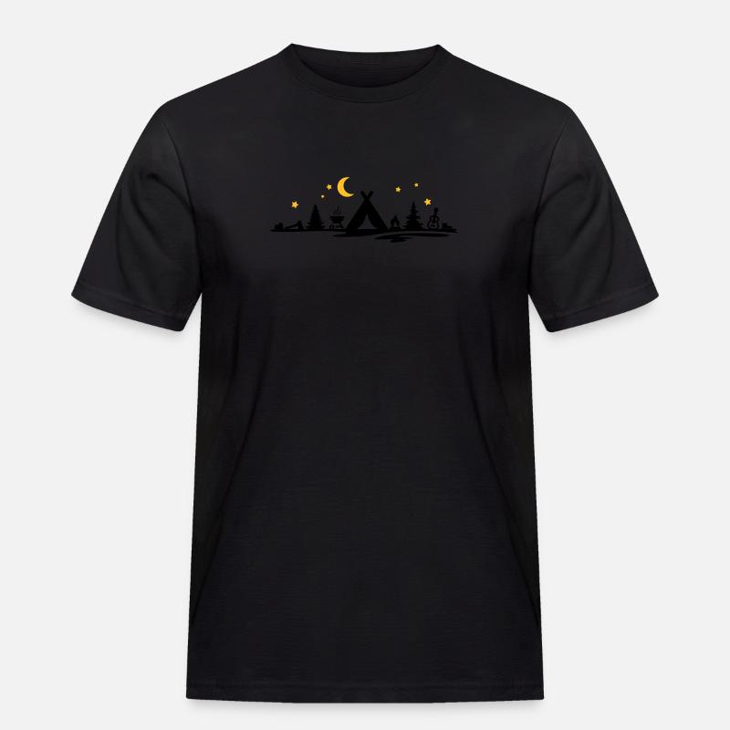Freizeit - Camping Zelten Mond - Männer Workwear T-Shirt - Schwarz