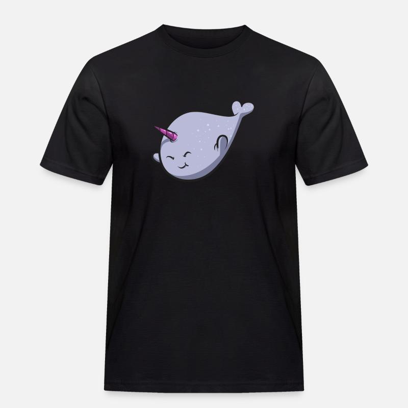 Narwal Einhornwal - Männer Workwear T-Shirt - Schwarz