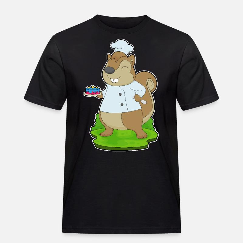 Squirrel Birthday Chef - Men's Workwear T-Shirt - black