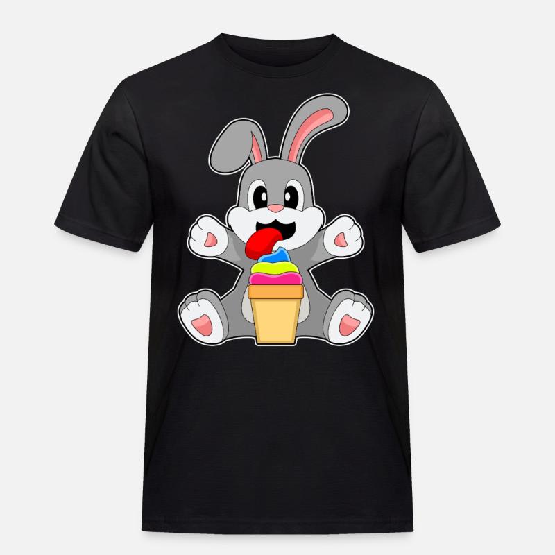 Hase Eisbecher - Männer Workwear T-Shirt - Schwarz