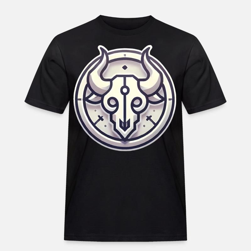 Minimalistisches Bullenschädel-Abzeichen-Design - Männer Workwear T-Shirt - Schwarz