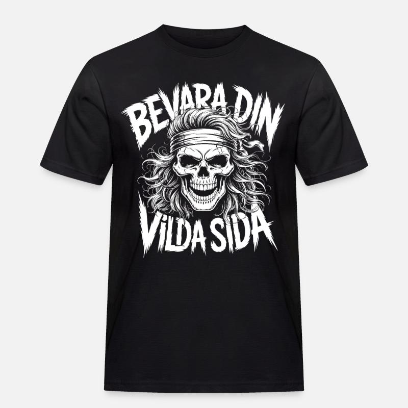Wild Side Skull - Männer Workwear T-Shirt - Schwarz