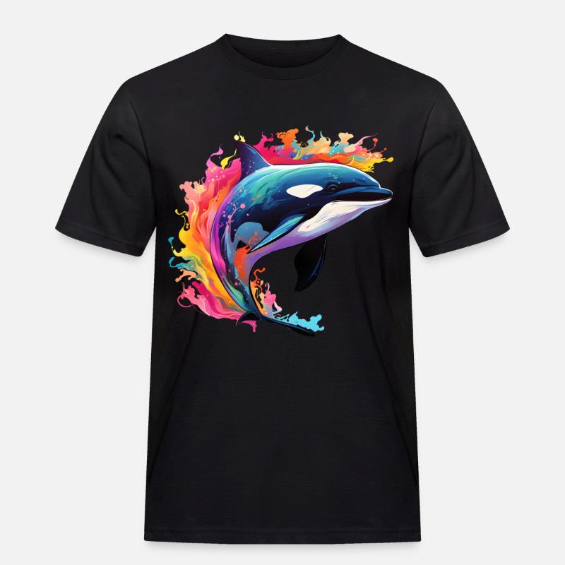 Bunter Schwertwal Orca - Männer Workwear T-Shirt - Schwarz