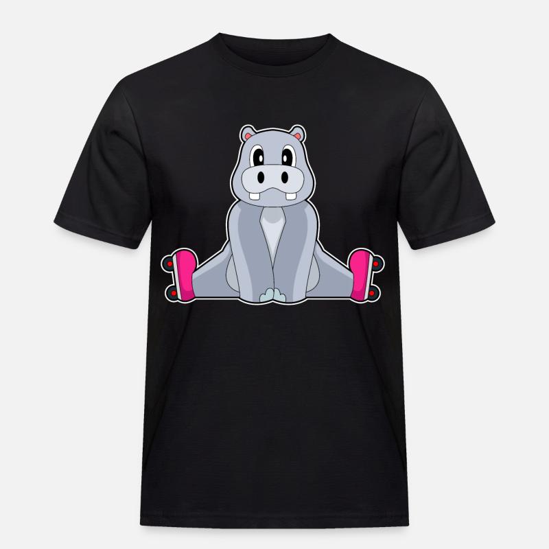 Nilpferd Inline skating Rollschuhe - Männer Workwear T-Shirt - Schwarz