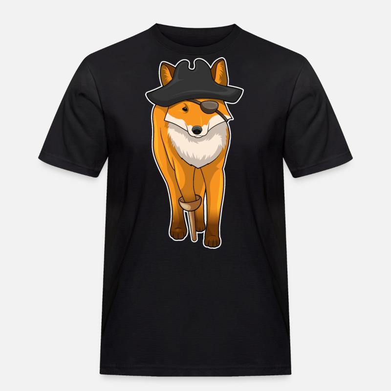 Fox Pirate Eye Patch - Men's Workwear T-Shirt - black