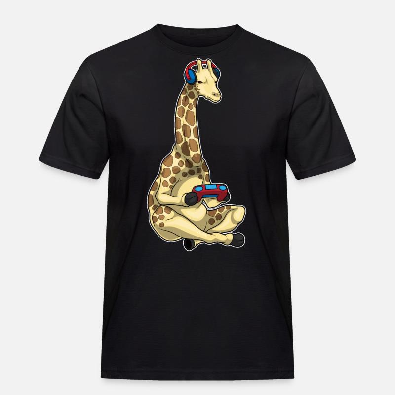 Giraffe Gamer Controller - Men's Workwear T-Shirt - black