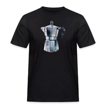 Espresso Kanne - Männer Workwear T-Shirt - Schwarz - Vorne - AI Model Male 178 light (178cm)