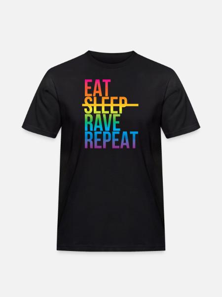 Rave - Eat sleep repeat3 - Männer Workwear T-Shirt - Schwarz